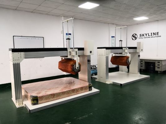 ASTM F1566 / EN1957 Macchina di prova del rullatore del materasso a scatola a molla con misurazione della diminuzione di altezza